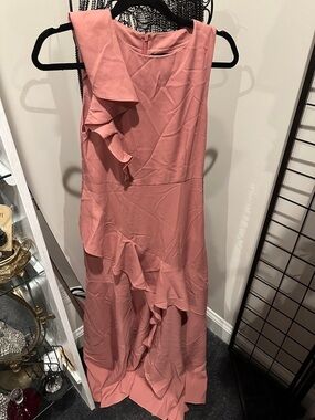 Aqua Sleeveless Ruffle Maxi Dress - Dusty Rose